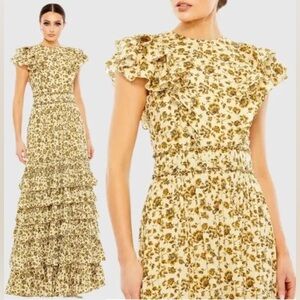 Tiered Ruffle High Neck Ruffle Dress